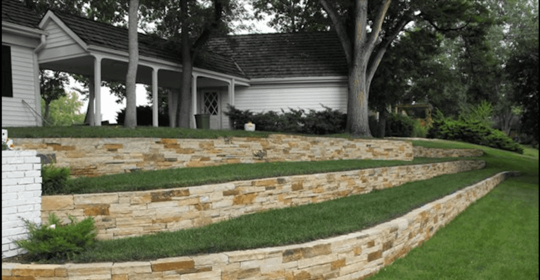 landscaping stone slabs laid in tiered rows loveland