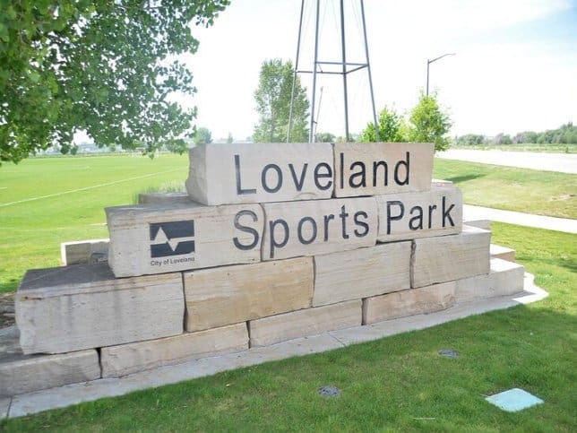 loveland sports park stone sign project - commercial masonry